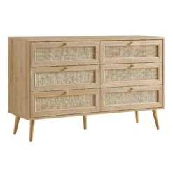 Frances Woven Rattan Chest Of 6 Drawers, Natural -Daals Store FT COD 002 NAT WB1