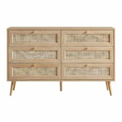 Frances Woven Rattan Chest Of 6 Drawers, Natural -Daals Store FT COD 002 NAT WB2