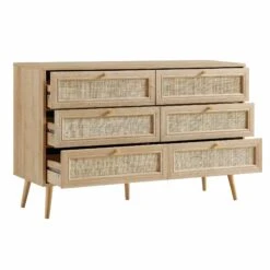 Frances Woven Rattan Chest Of 6 Drawers, Natural -Daals Store FT COD 002 NAT WB3