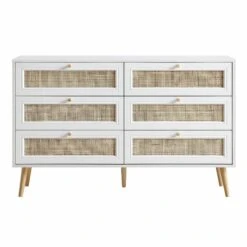 Frances Woven Rattan Chest Of 6 Drawers, White -Daals Store FT COD 002 WHITE WB1