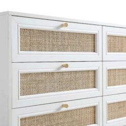 Frances Woven Rattan Chest Of 6 Drawers, White -Daals Store FT COD 002 WHITE detail1
