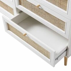Frances Woven Rattan Chest Of 6 Drawers, White -Daals Store FT COD 002 WHITE detail2