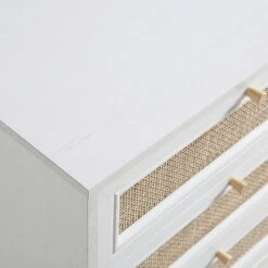 Frances Woven Rattan Chest Of 6 Drawers, White -Daals Store FT COD 002 WHITE detail5