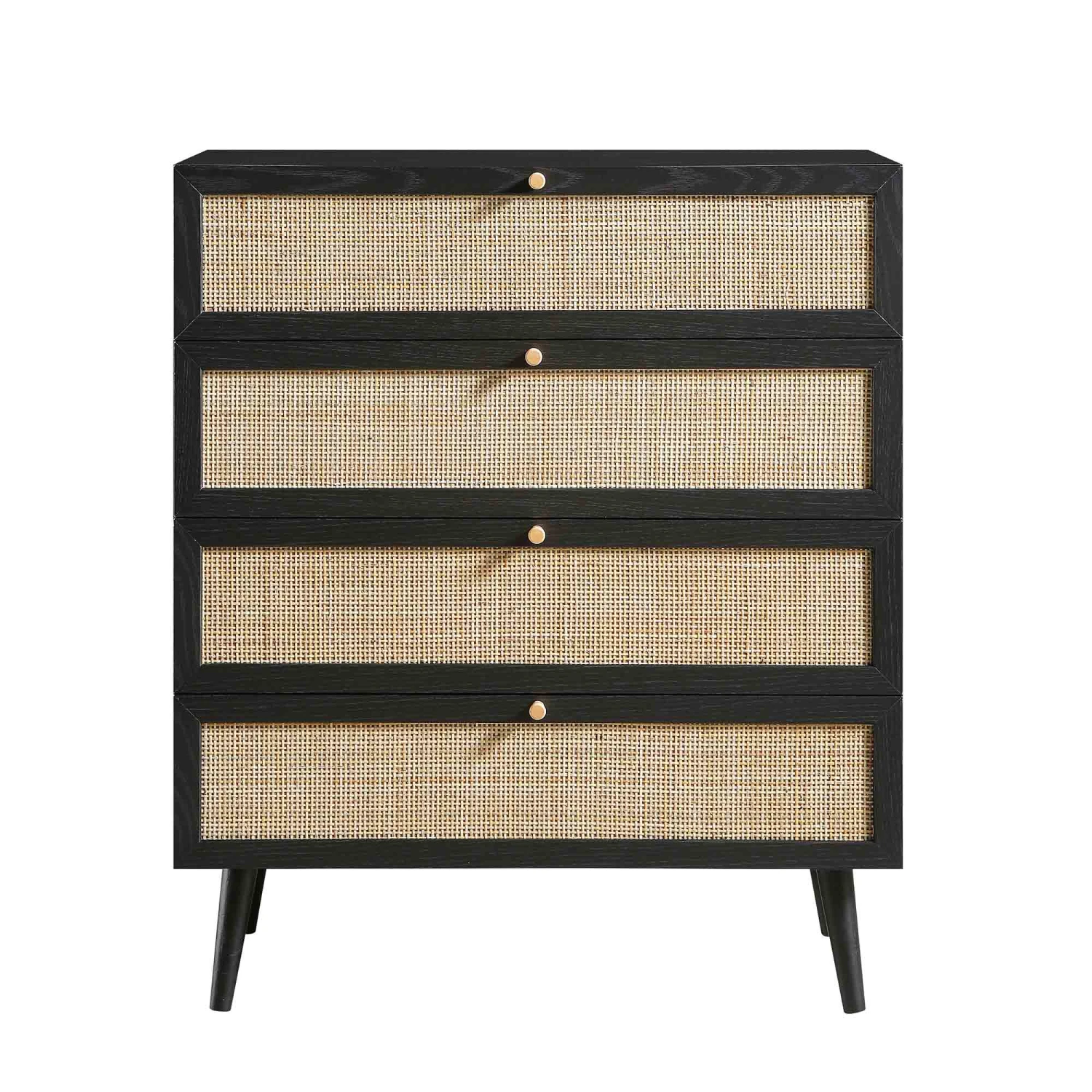 Frances Woven Rattan Tall Chest Of 4 Drawers, Black 4 Frances Woven Rattan Tall Chest Of 4 Drawers, Black - Image 4