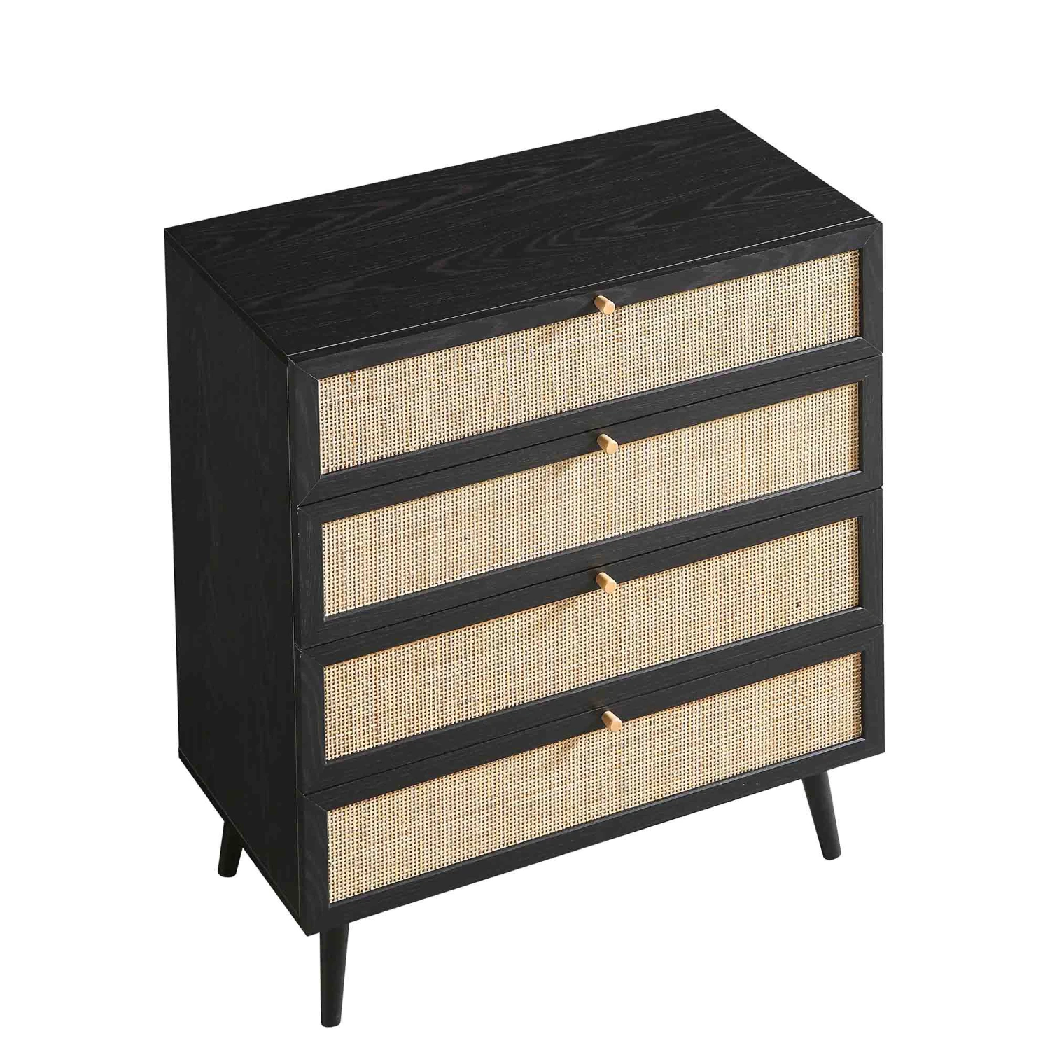 Frances Woven Rattan Tall Chest Of 4 Drawers, Black 8 Frances Woven Rattan Tall Chest Of 4 Drawers, Black - Image 8