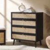Frances Woven Rattan Tall Chest Of 4 Drawers, Black 29 Frances Woven Rattan Tall Chest Of 4 Drawers, Black -Daals Store FT COD 04 BLACK main