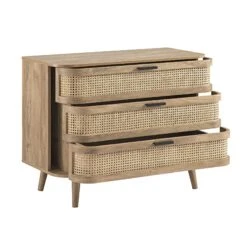 Izzy Curved Rattan Chest Of 3 Drawers, Natural -Daals Store FT COD 05 NAT WB3