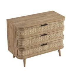 Izzy Curved Rattan Chest Of 3 Drawers, Natural -Daals Store FT COD 05 NAT WB4