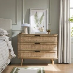 Izzy Curved Rattan Chest Of 3 Drawers, Natural -Daals Store FT COD 05 NAT scene1