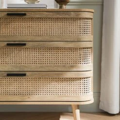 Izzy Curved Rattan Chest Of 3 Drawers, Natural -Daals Store FT COD 05 NAT scene2
