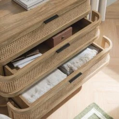 Izzy Curved Rattan Chest Of 3 Drawers, Natural -Daals Store FT COD 05 NAT scene3