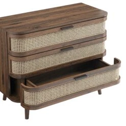 Izzy Curved Rattan Chest Of 3 Drawers, Walnut -Daals Store FT COD 05 WALN detail1