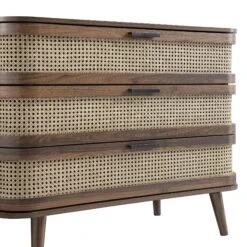 Izzy Curved Rattan Chest Of 3 Drawers, Walnut -Daals Store FT COD 05 WALN detail2
