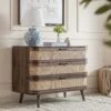 Izzy Curved Rattan Chest Of 3 Drawers, Walnut -Daals Store FT COD 05 WALN main