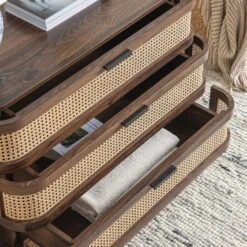 Izzy Curved Rattan Chest Of 3 Drawers, Walnut -Daals Store FT COD 05 WALN scene5