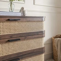 Izzy Curved Rattan Chest Of 3 Drawers, Walnut -Daals Store FT COD 05 WALN scene6