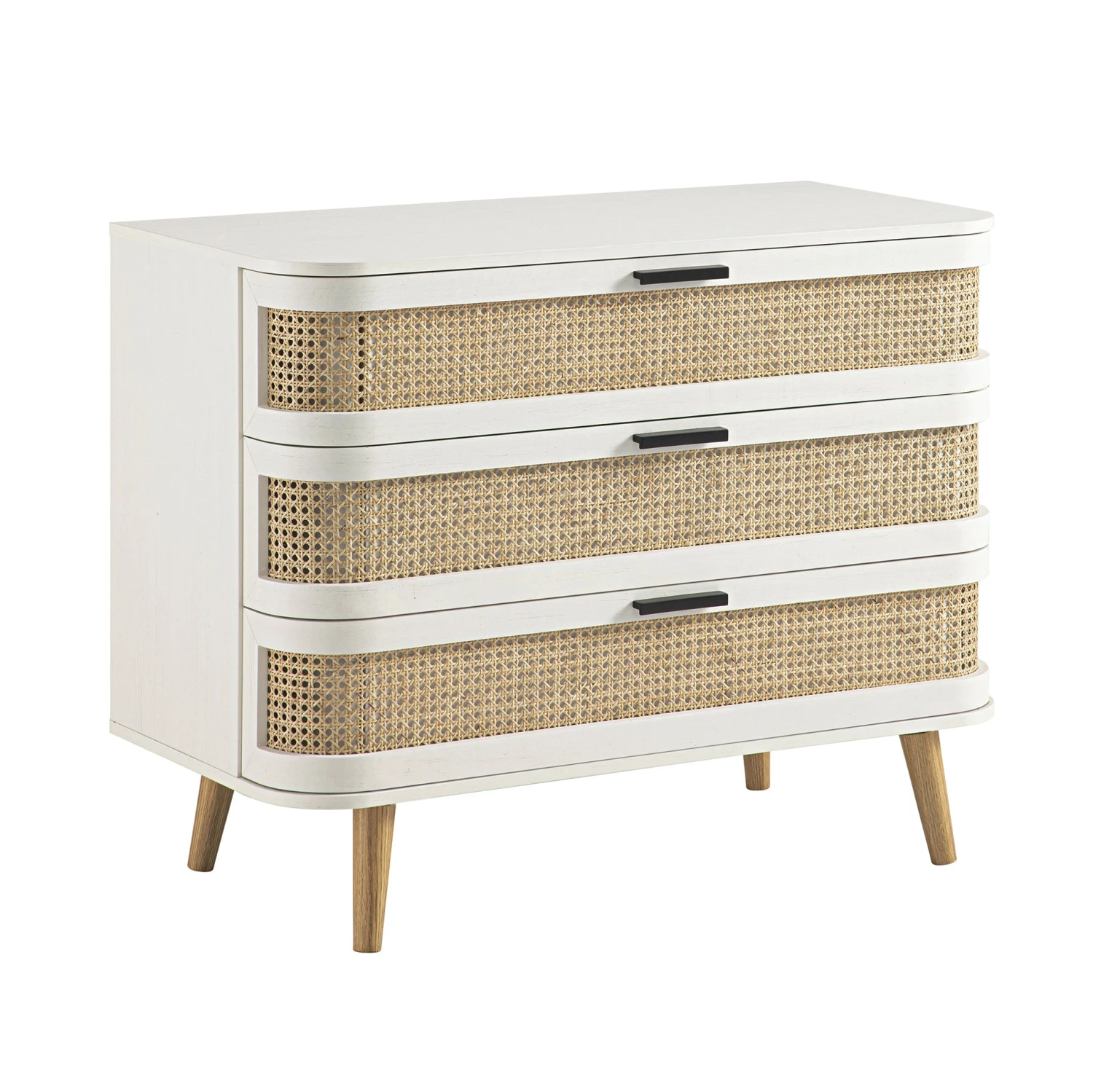 Izzy Curved Rattan Chest Of 3 Drawers, White 2 Izzy Curved Rattan Chest Of 3 Drawers, White - Image 2