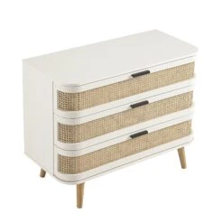 Izzy Curved Rattan Chest Of 3 Drawers, White 15 Izzy Curved Rattan Chest Of 3 Drawers, White -Daals Store FT COD 05 WHITE WB5