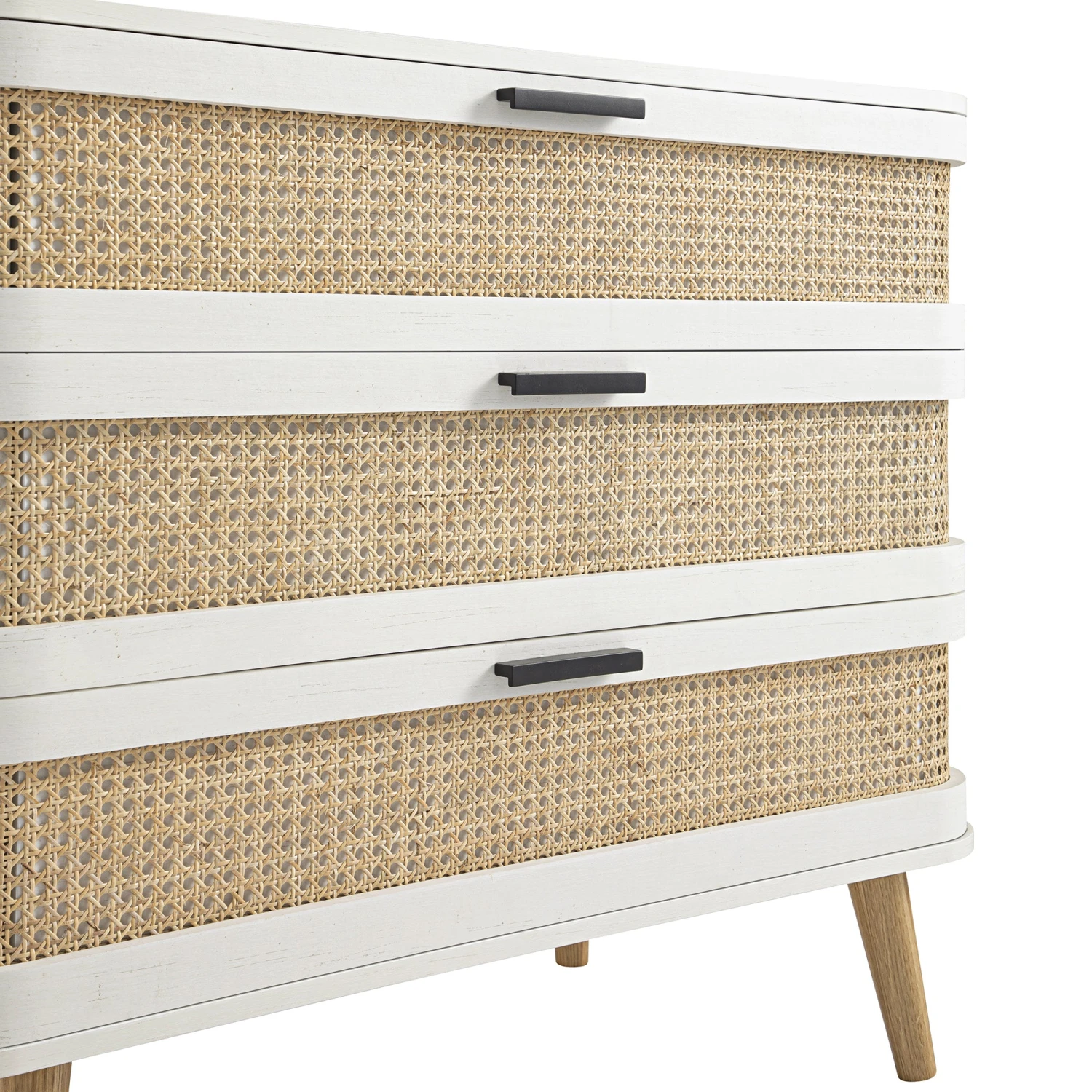 Izzy Curved Rattan Chest Of 3 Drawers, White 8 Izzy Curved Rattan Chest Of 3 Drawers, White - Image 8