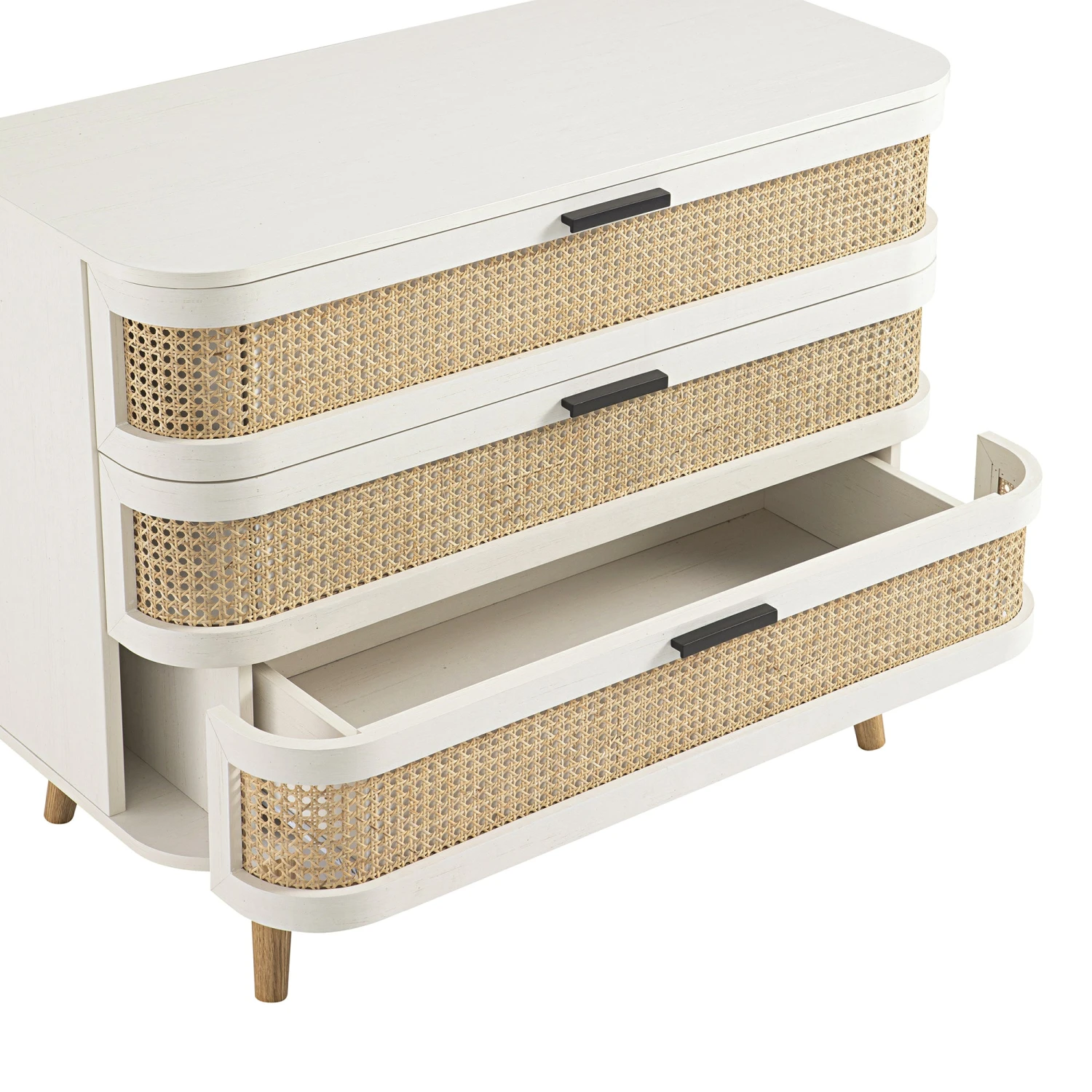 Izzy Curved Rattan Chest Of 3 Drawers, White 9 Izzy Curved Rattan Chest Of 3 Drawers, White - Image 9