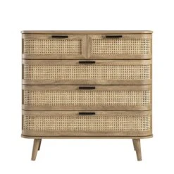 Izzy Curved Rattan Chest Of 5 Drawers, Natural 19 Izzy Curved Rattan Chest Of 5 Drawers, Natural -Daals Store FT COD 06 NAT WB1
