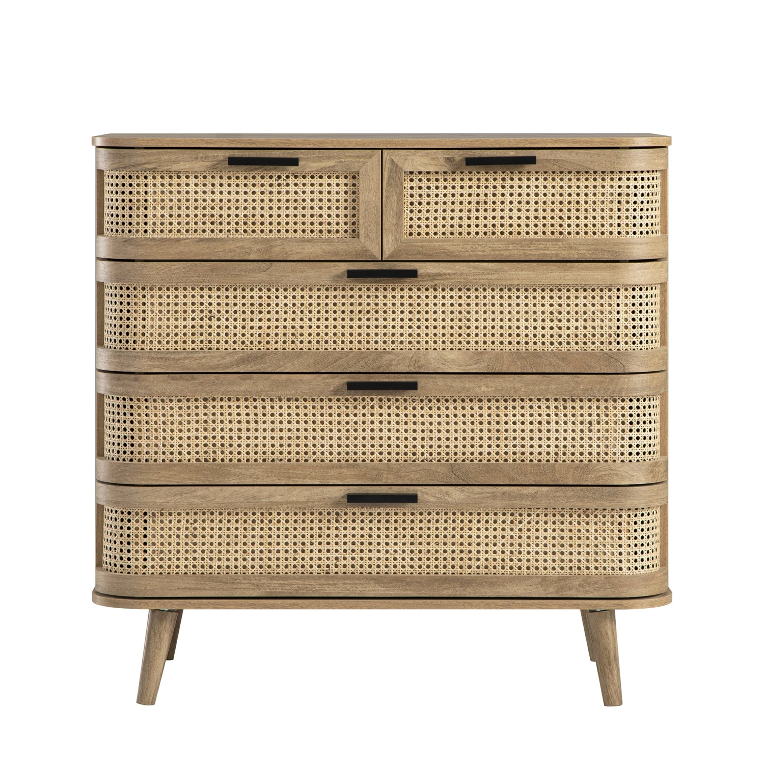 Izzy Curved Rattan Chest Of 5 Drawers, Natural 6 Izzy Curved Rattan Chest Of 5 Drawers, Natural - Image 6