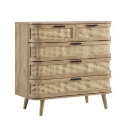 Izzy Curved Rattan Chest Of 5 Drawers, Natural 20 Izzy Curved Rattan Chest Of 5 Drawers, Natural -Daals Store FT COD 06 NAT WB2