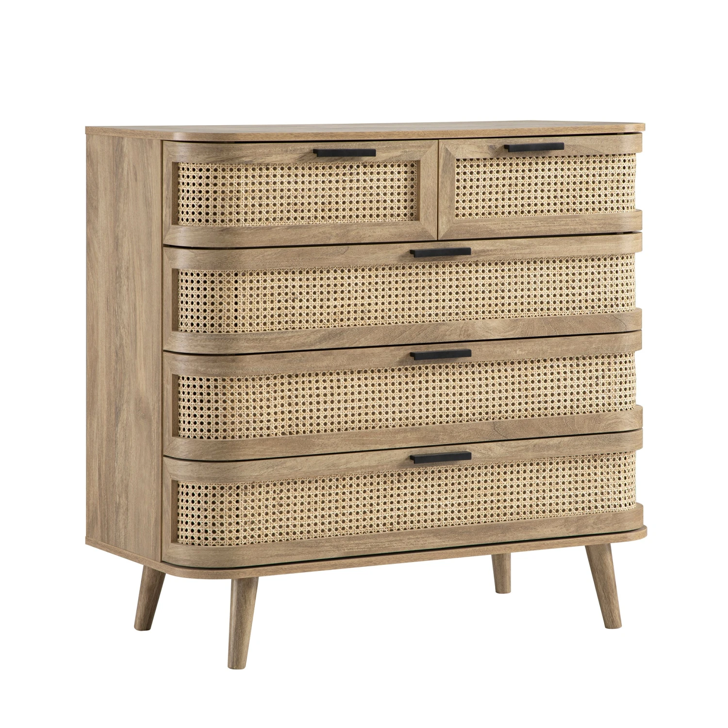 Izzy Curved Rattan Chest Of 5 Drawers, Natural 7 Izzy Curved Rattan Chest Of 5 Drawers, Natural - Image 7