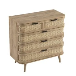 Izzy Curved Rattan Chest Of 5 Drawers, Natural 23 Izzy Curved Rattan Chest Of 5 Drawers, Natural -Daals Store FT COD 06 NAT WB4