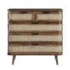 Izzy Curved Rattan Chest Of 5 Drawers, Walnut -Daals Store FT COD 06 WALN WB1