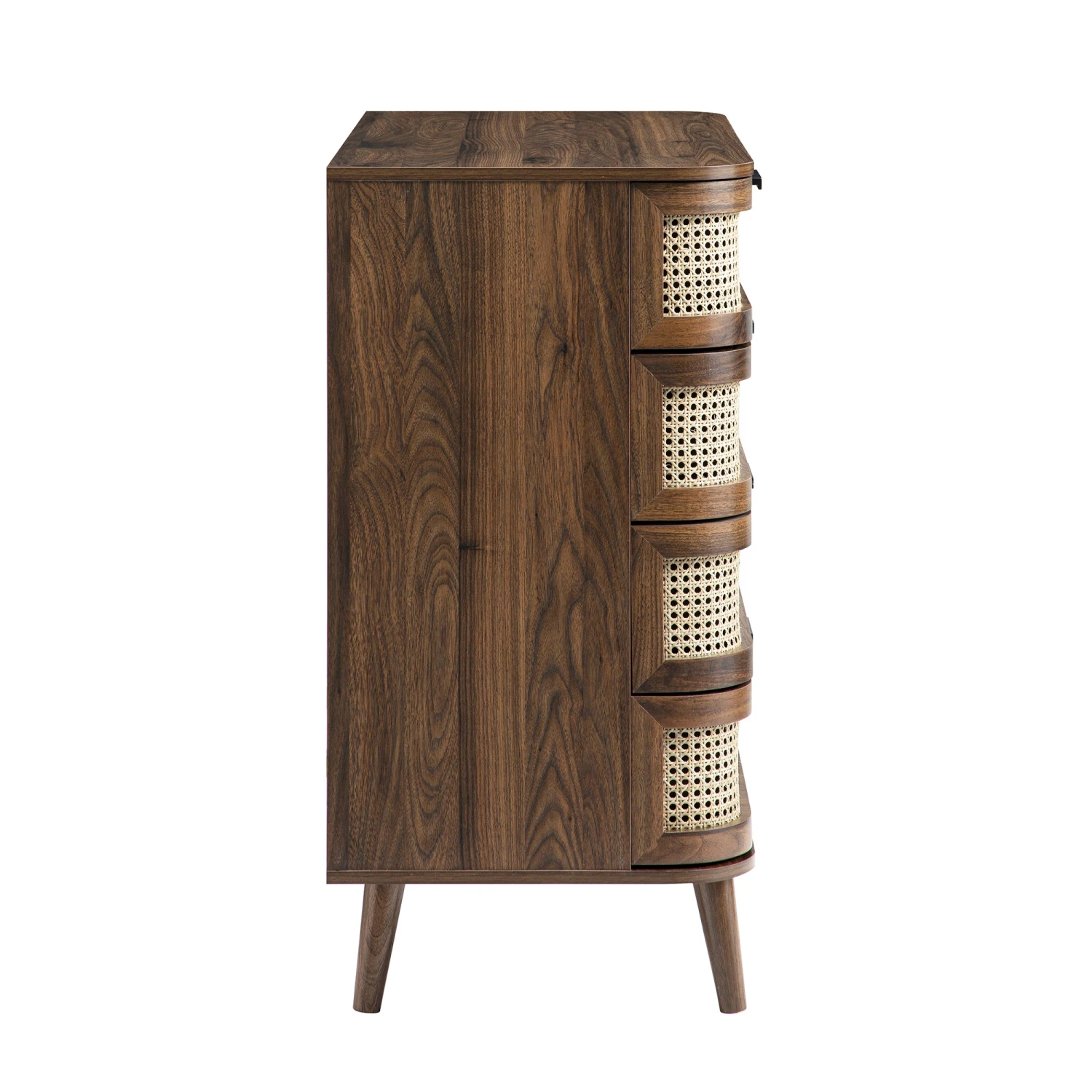 Izzy Curved Rattan Chest Of 5 Drawers, Walnut 6 Izzy Curved Rattan Chest Of 5 Drawers, Walnut - Image 6