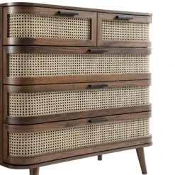 Izzy Curved Rattan Chest Of 5 Drawers, Walnut 16 Izzy Curved Rattan Chest Of 5 Drawers, Walnut -Daals Store FT COD 06 WALN detail1