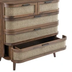 Izzy Curved Rattan Chest Of 5 Drawers, Walnut 17 Izzy Curved Rattan Chest Of 5 Drawers, Walnut -Daals Store FT COD 06 WALN detail2