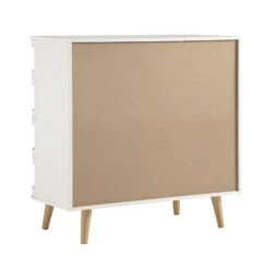 Izzy Curved Rattan Chest Of 5 Drawers, White -Daals Store FT COD 06 WHITE WB6