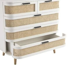 Izzy Curved Rattan Chest Of 5 Drawers, White -Daals Store FT COD 06 WHITE detail1