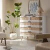 Izzy Curved Rattan Chest Of 5 Drawers, White 28 Izzy Curved Rattan Chest Of 5 Drawers, White -Daals Store FT COD 06 WHITE main