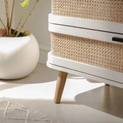 Izzy Curved Rattan Chest Of 5 Drawers, White -Daals Store FT COD 06 WHITE scene5