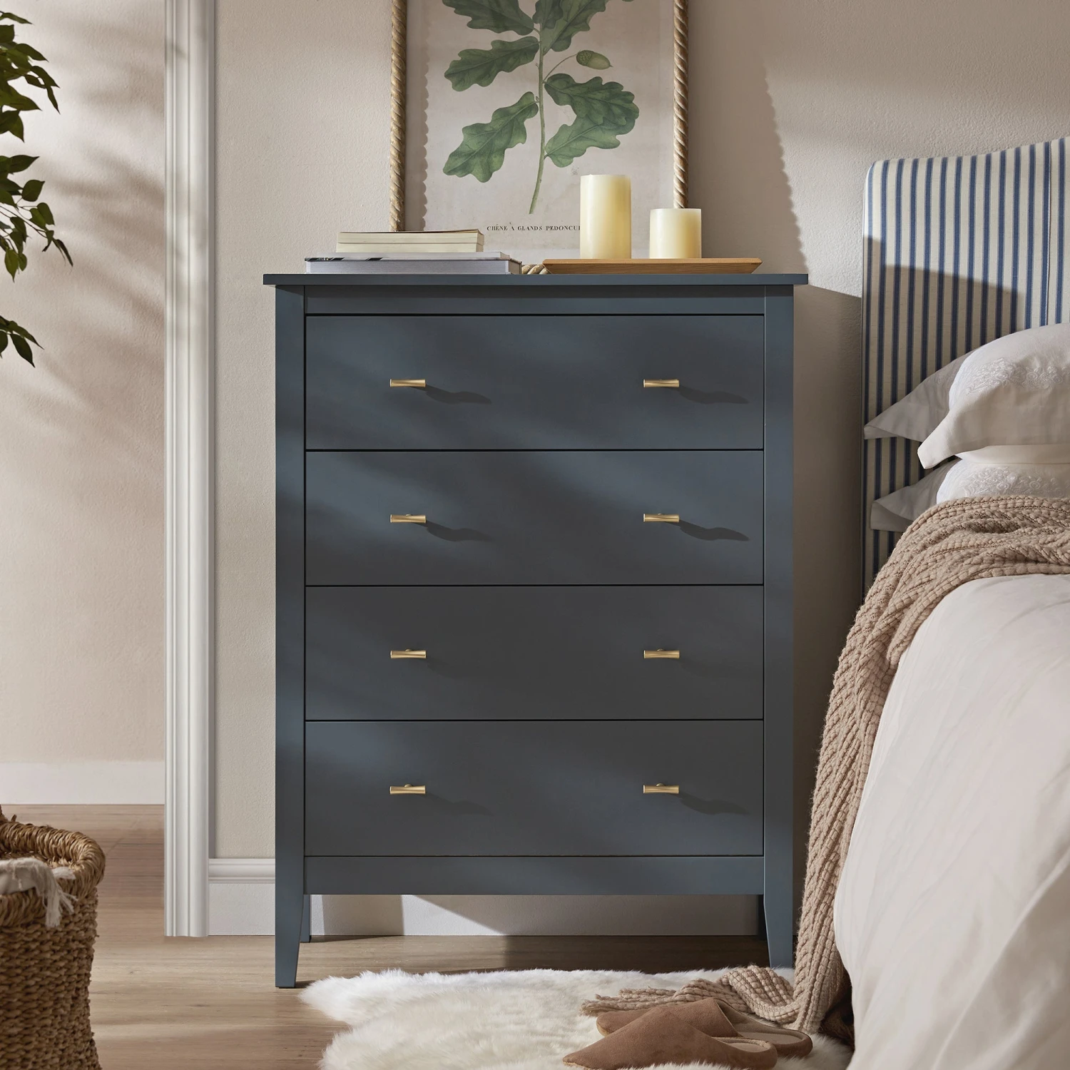 Oakham Chest Of 4 Drawers, Stormy Blue 1 Oakham Chest Of 4 Drawers, Stormy Blue