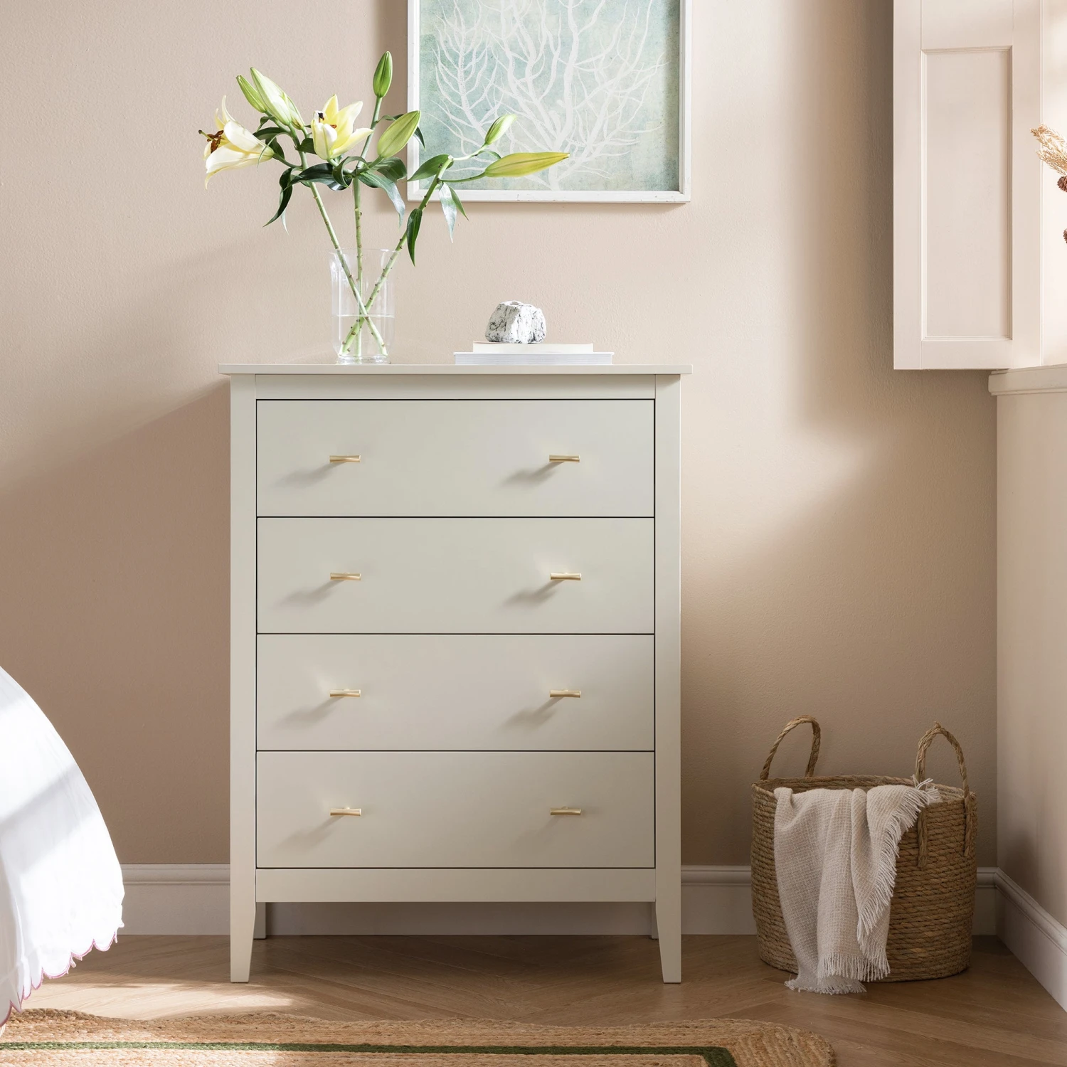 Oakham Chest Of 4 Drawers, Shaded White 2 Oakham Chest Of 4 Drawers, Shaded White - Image 2