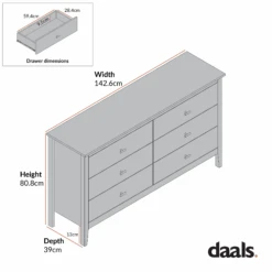 Oakham Chest Of 6 Drawers, Nude Pink 10 Oakham Chest Of 6 Drawers, Nude Pink -Daals Store FT COD 08 CHART 1