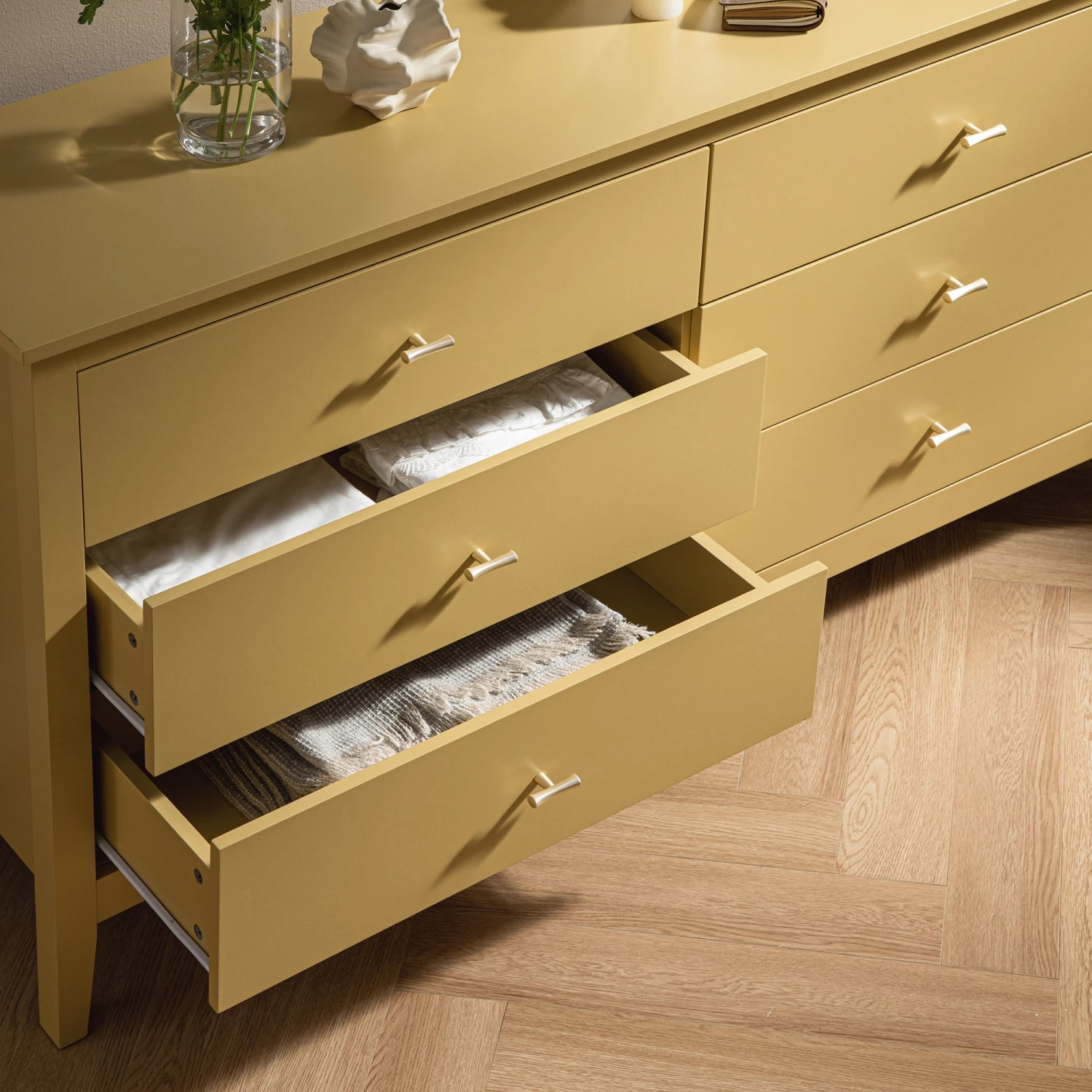 Oakham Chest Of 6 Drawers, Rattan Yellow 5 Oakham Chest Of 6 Drawers, Rattan Yellow - Image 5