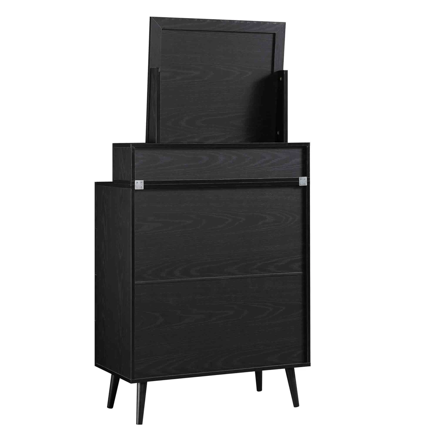 Frances Woven Rattan Tall Vanity Chest With Mirror, Black 10 Frances Woven Rattan Tall Vanity Chest With Mirror, Black - Image 10