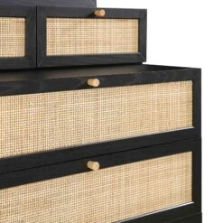 Frances Woven Rattan Tall Vanity Chest With Mirror, Black 23 Frances Woven Rattan Tall Vanity Chest With Mirror, Black -Daals Store FT COD MIRR 04 BLACK detail1