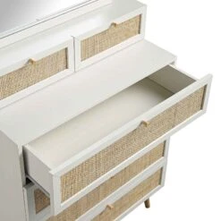 Frances Woven Rattan Tall Vanity Chest With Mirror, White 24 Frances Woven Rattan Tall Vanity Chest With Mirror, White -Daals Store FT COD MIRR 04 WHITE detail2