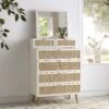 Frances Woven Rattan Tall Vanity Chest With Mirror, White 25 Frances Woven Rattan Tall Vanity Chest With Mirror, White -Daals Store FT COD MIRR 04 WHITE main