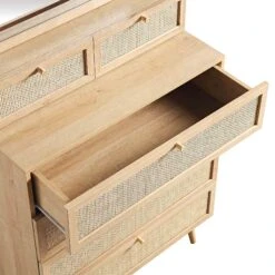 Frances Woven Rattan Tall Vanity Chest With Mirror, Natural 22 Frances Woven Rattan Tall Vanity Chest With Mirror, Natural -Daals Store FT COD MIRR 04 NAT detail1