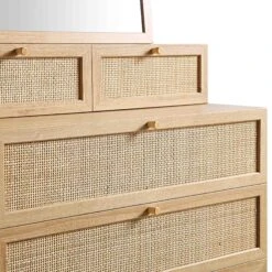 Frances Woven Rattan Tall Vanity Chest With Mirror, Natural 23 Frances Woven Rattan Tall Vanity Chest With Mirror, Natural -Daals Store FT COD MIRR 04 NAT detail2