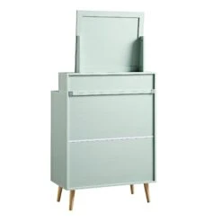 Frances Woven Rattan Tall Vanity Chest With Mirror, Mint 22 Frances Woven Rattan Tall Vanity Chest With Mirror, Mint -Daals Store FT COD MIRR 04 SAGE WB6