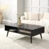 Frances Woven Rattan Wooden Coffee Table In Black Colour 22 Frances Woven Rattan Wooden Coffee Table In Black Colour -Daals Store FT CT 001 BLACK main
