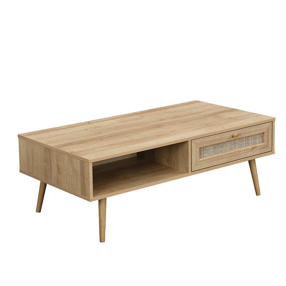 Frances Woven Rattan Wooden Coffee Table In Natural Colour 4 Frances Woven Rattan Wooden Coffee Table In Natural Colour - Image 4